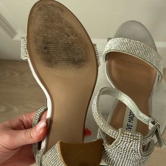 Steve Madden Carrson Rhinestone Ankle Strap Block Heel Sandals - Picture 7 of 11
